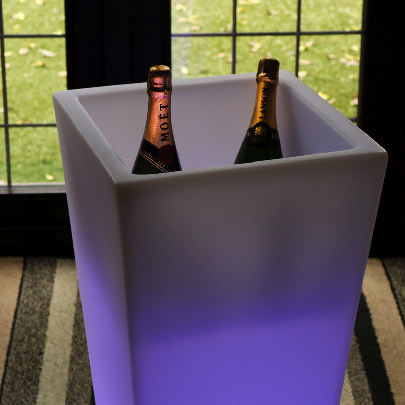 75cm LED Stand Wine Bucket Champagne Cooler, Illuminated Garden Outdoor Drinks Ice Holder