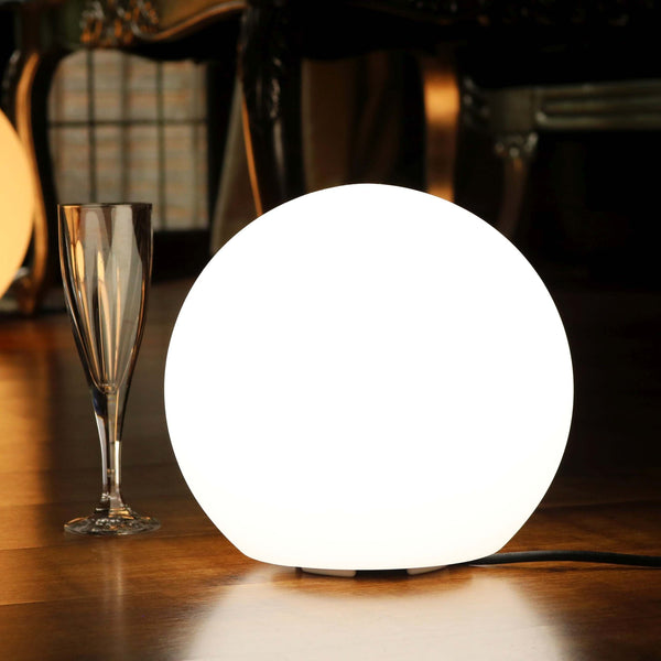 Modern LED Table Lamp, 25cm Orb Ball Light (White E27 Bulb Installed)