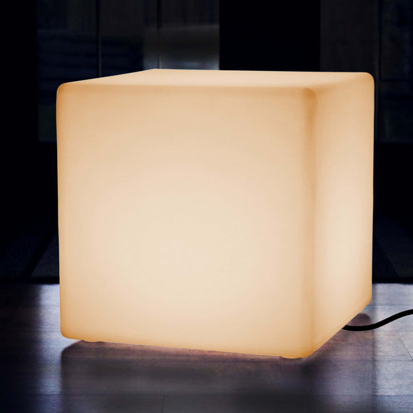 60cm LED Cube Stool Mains Powered Table Light - Warm White