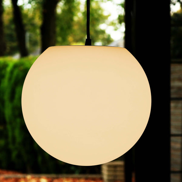 15cm Ceiling Ball Light, Mains Powered Hanging Sphere Pendant - Warm White