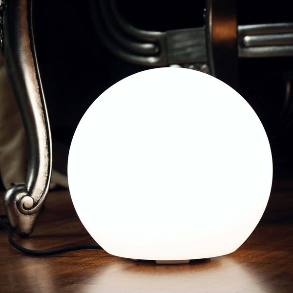 20cm Designer Sphere Lamp, Dimmable White LED Mains Powered Light