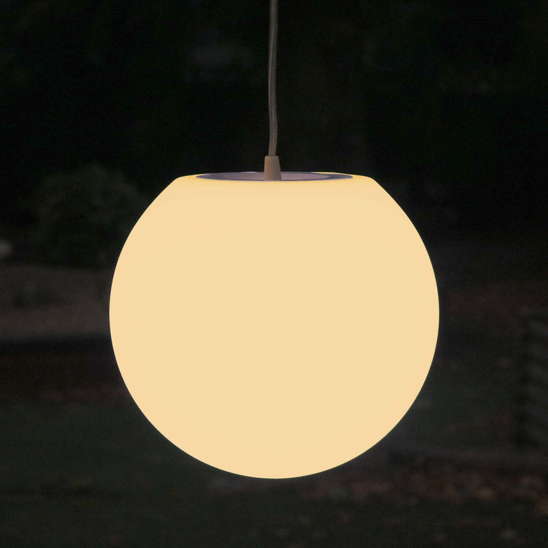 15cm Ceiling Ball Light, Mains Powered Hanging Sphere Pendant - Warm White