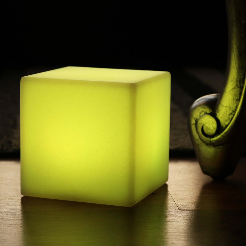 Table Night Lamp, 10cm LED Cube, Rechargeable Bedside RGB Mood Light + Remote