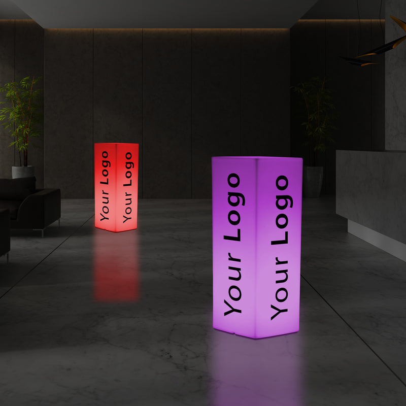 Custom Column LED Light Box, Branded Outdoor Plinth Pillar Display Sign with Logo, Tall Frameless Floor Standing Backlit Signage Cube