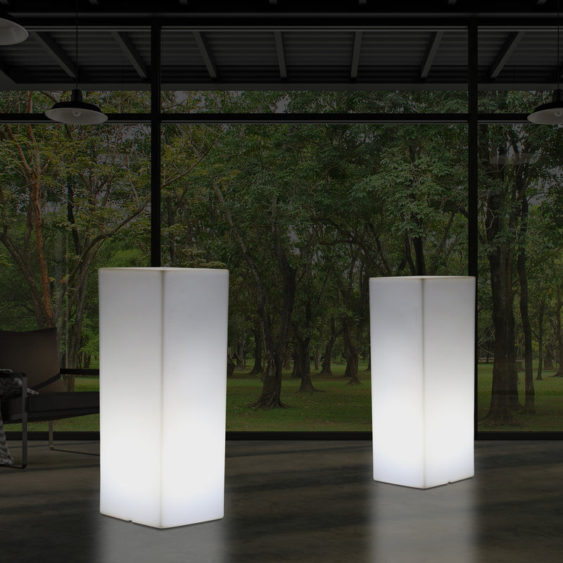 80 cm LED Illuminated Plinth Pillar, Modern E27 Floor Lamp for Event, Lounge, White
