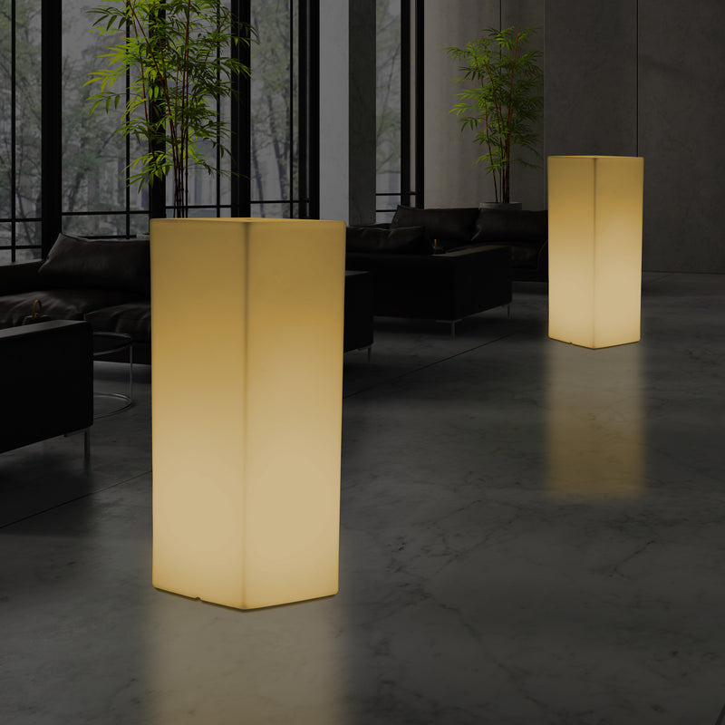 LED Plinth Pillar Column Floor Lamp, Tall Rectangular E27 Light, 110 x 30cm, Warm White