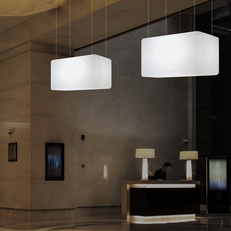 Linear Island LED Hanging Light, Designer Ceiling Lamp for Kitchen, 55 x 35cm, E27, White