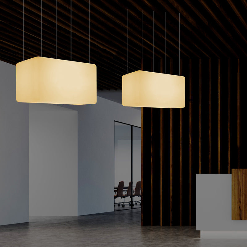 Rectangle Pendant LED Lamp, Modern Suspension Dining Room Light, 55 x 35cm, E27, Warm White