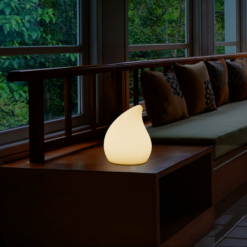 Designer LED Table Lamp for Bedroom, 20cm Tall Unique E27 Teardrop Light, Warm White