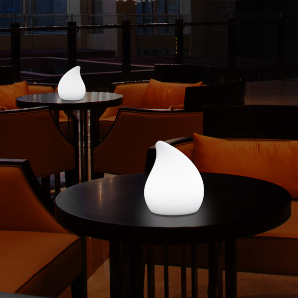 Unique LED Table Lamp for Living Room, 20cm Tall Decorative E27 Tear Drop Light, White