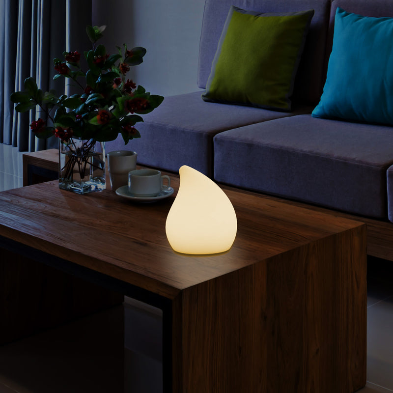 Designer LED Table Lamp for Bedroom, 20cm Tall Unique E27 Teardrop Light, Warm White