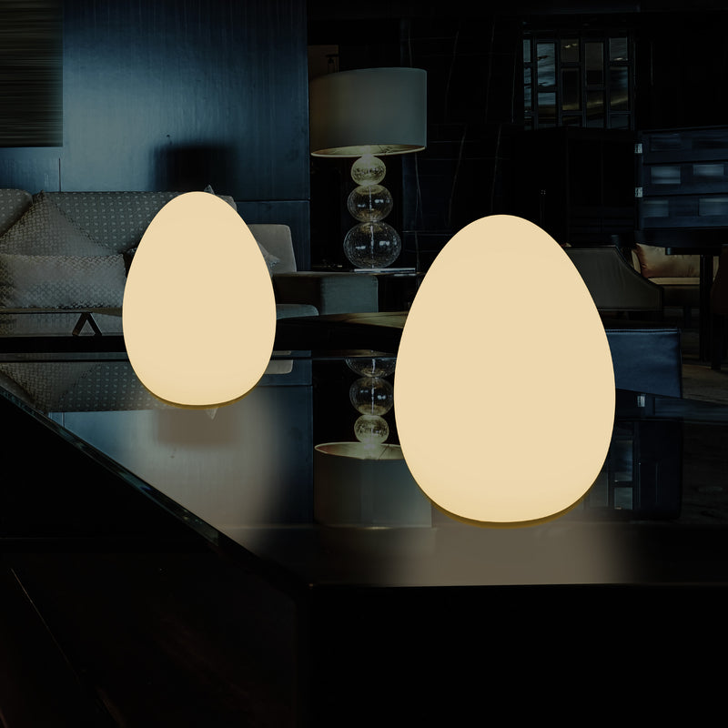 LED Table Lamp for Bedroom with Warm White E27 Bulb, Modern 37cm Egg Light