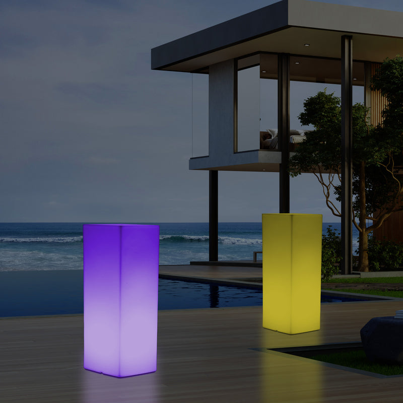 LED Pillar Plinth Column Floor Lamp, Wireless Outdoor Garden Patio Lighting, 110 x 30 cm