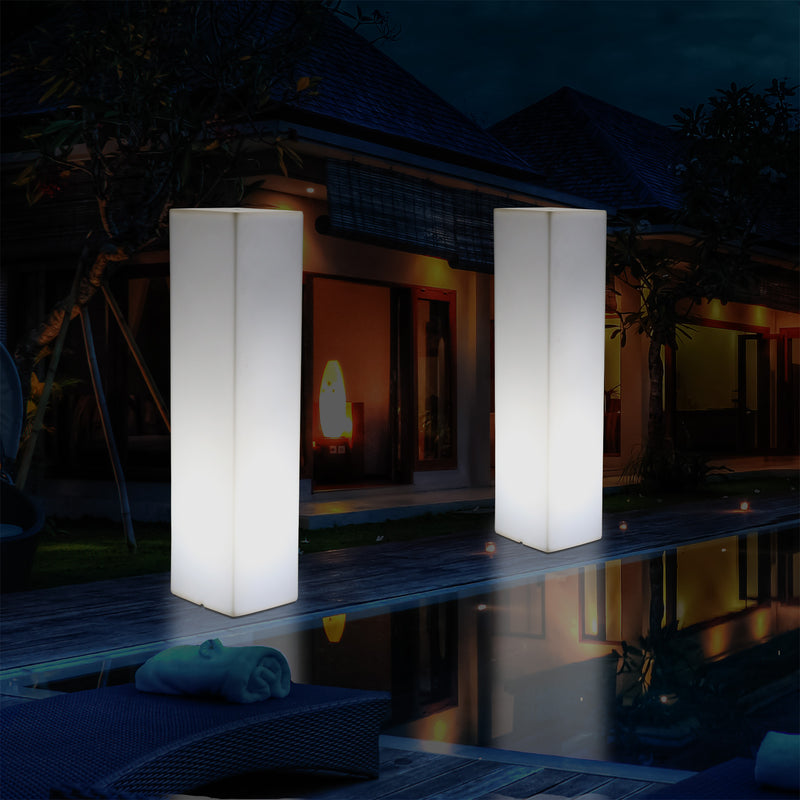 180 cm Tall LED Pillar Plinth Floor Lamp, Outdoor Rechargeable RGB Bollard Column Light