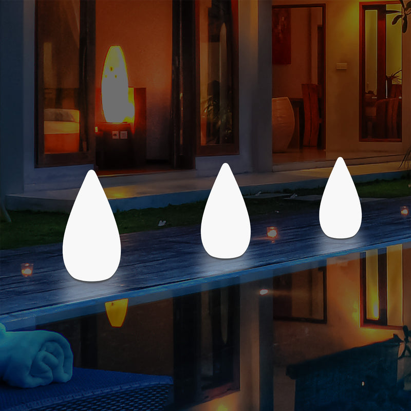 37cm Outdoor Waterdrop LED Garden Patio Light, Designer Multi Colour Table Floor Lamp