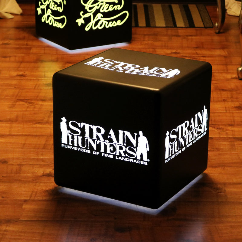 Custom Lightbox with Logo, Branded LED Cube Stool Seat Table Furniture, Backlit Frameless Display Sign for Business Event, Expo, Trade Show