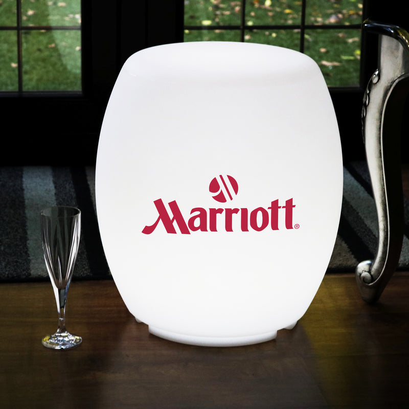 Personalised LED Stool Seat Furniture, Branded Floor Lamp, Backlit Lightbox with Logo