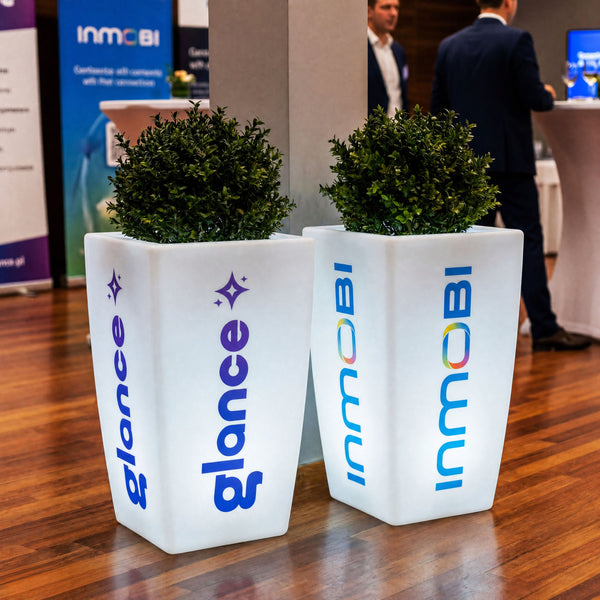 Custom Branded LED Planter Flower Vase, Display Signage with Logo