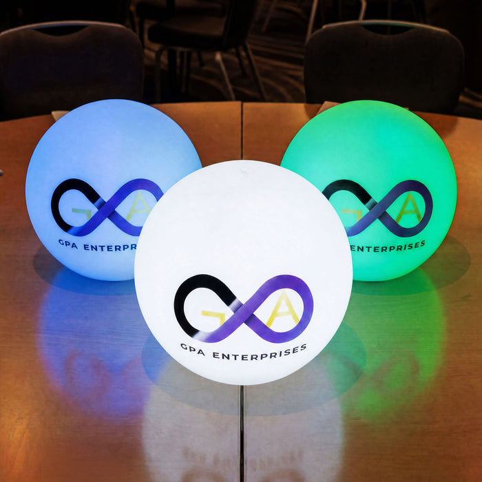 Customisable Round LED Lightbox, Branded Globe Ball Floor Lamp, Illuminated Free Standing Backlit Display Sign for Conference, Event