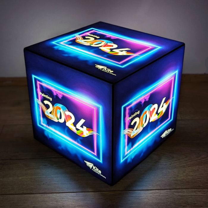 Branded Custom LED Cube Block, Illuminated Advertising Logo Lightbox for Exhibition, Backlit Freestanding DJ Expo Booth Display Signage
