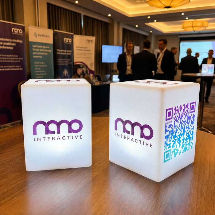 Customised Logo Light Box, Illuminated Custom Table Centrepiece for Event Branding, Backlit Display Totem Block Signage