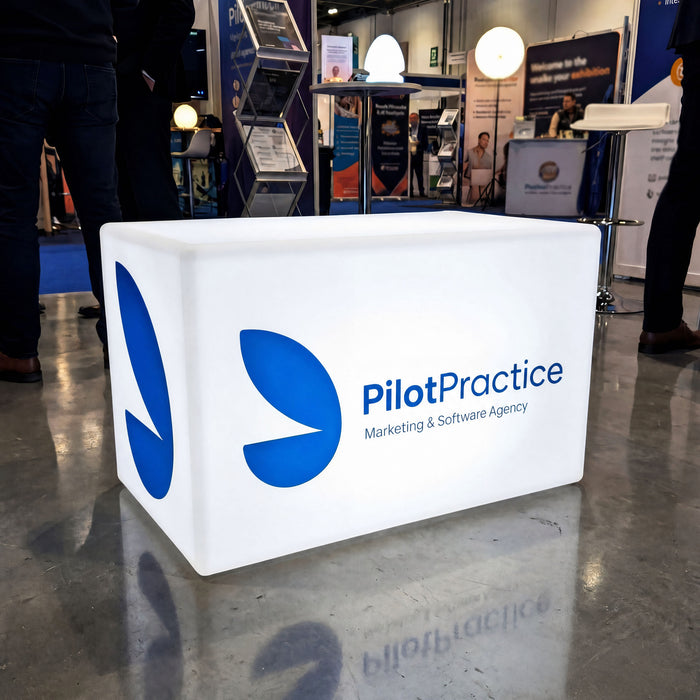 Illuminated Light Box with Logo, Custom Branded LED Bench Furniture Stool Seating, Bespoke Display Sign for Event Branding