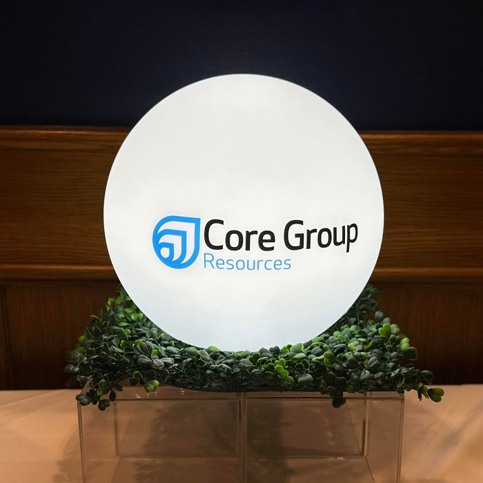 Large Branded LED Circular Light Box Sign with Logo, Personalised RGB Floor Lamp
