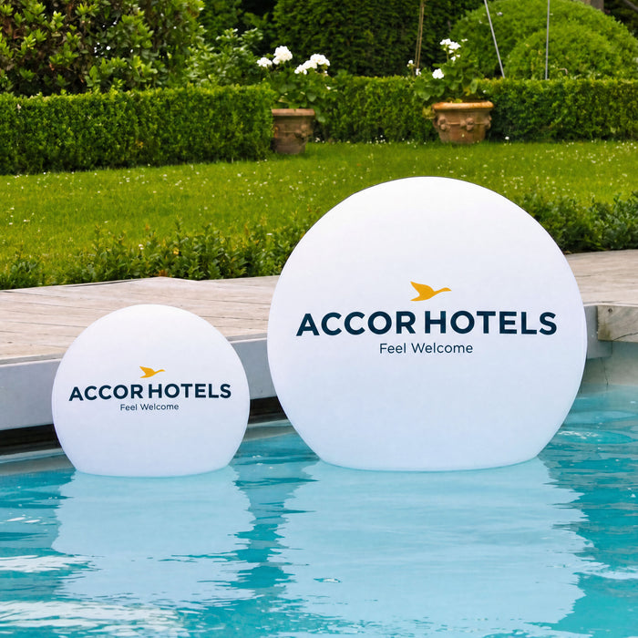 Personalised LED Floating Outdoor Ball Light Box, Branded Circular Lamp with Logo