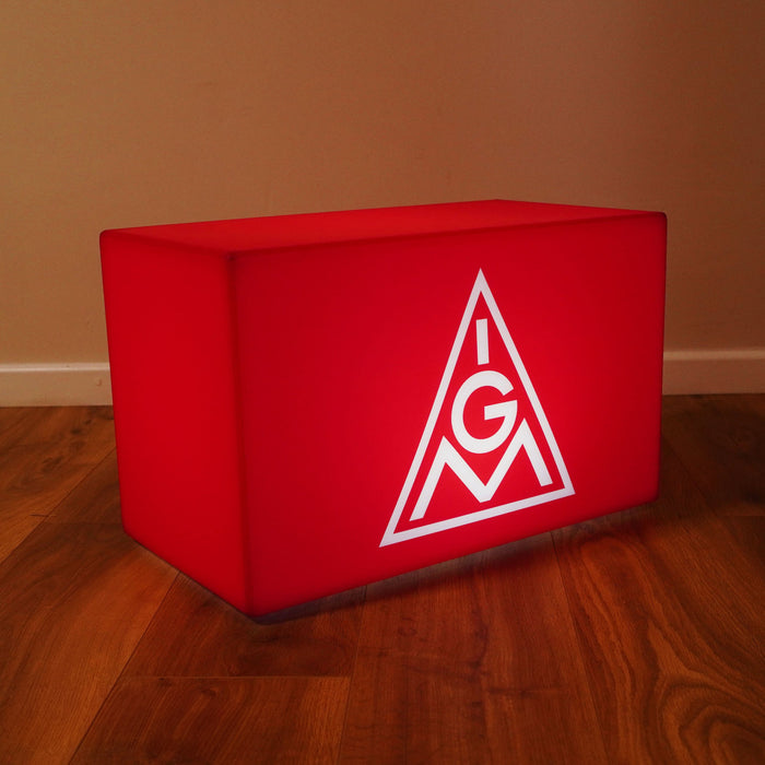 Branded Lightbox with Logo, Illuminated LED Stool Seat Bench, Custom Rectangle Backlit Sign for Exhibition Booth, Launch Party, Night Club
