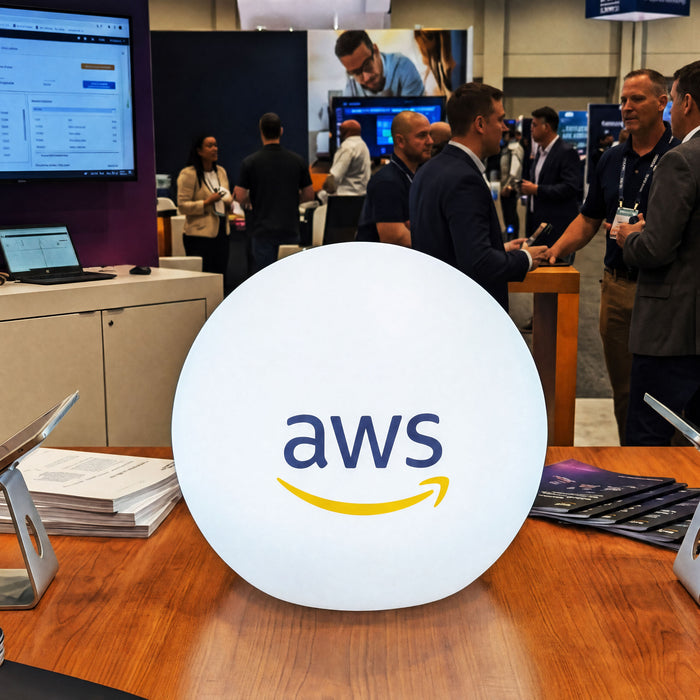 Personalised LED Table Lamp, Circular Logo Light Box, Free Standing Backlit Display Signage