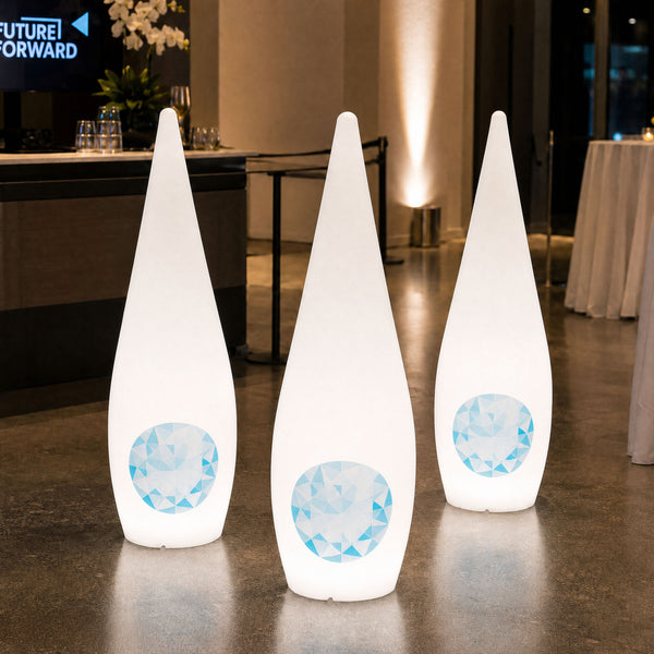 Custom Branded LED Waterdrop Light Box with Logo, Unique Free Standing Display Sign for Business Event, Tradeshow, Expo