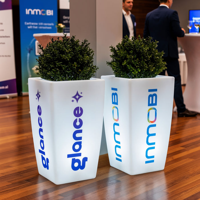 Custom Branded LED Planter Flower Vase, Display Signage with Logo