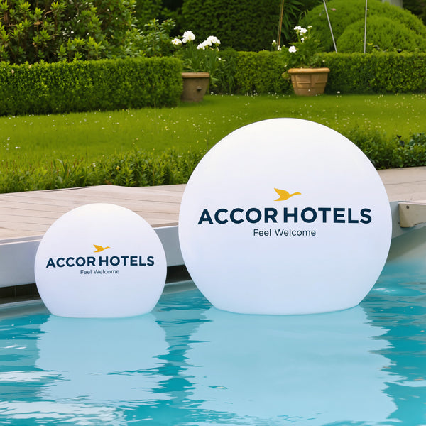 Personalised LED Floating Outdoor Ball Light Box, Branded Circular Lamp with Logo