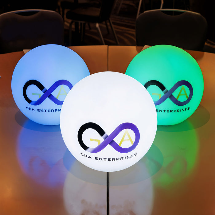 Customisable Round LED Lightbox, Branded Globe Ball Floor Lamp, Illuminated Free Standing Backlit Display Sign for Conference, Event