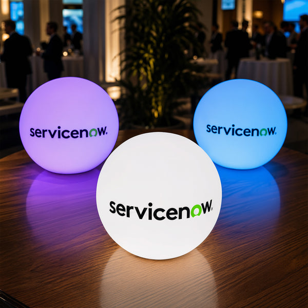 Personalised LED Sphere Table Lamp, Branded Wireless Table Centre, Logo Lightbox