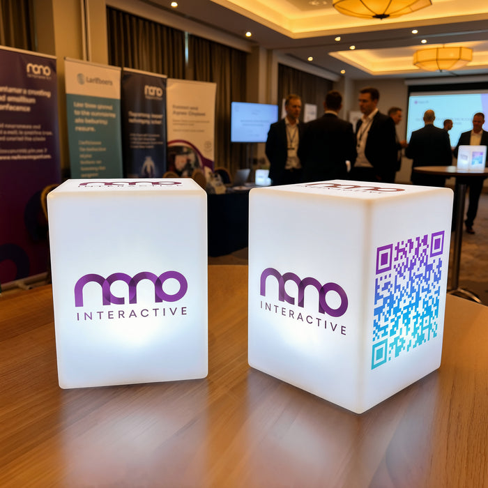 Customised Logo Light Box, Illuminated Custom Table Centrepiece for Event Branding, Backlit Display Totem Block Signage