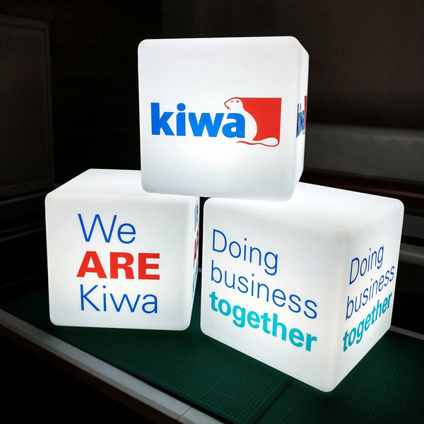 Custom Lightbox with Logo, Branded LED Cube Stool Seat Table Furniture, Backlit Frameless Display Sign for Business Event, Expo, Trade Show