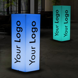 Pillar Logo Light Box, Tall Illuminated Branded Column Bollard Sign, Freestanding Backlit Display Signage for Corporate Event, Trade Show