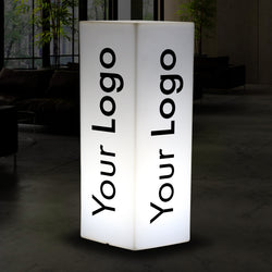 Custom Column LED Light Box, Branded Outdoor Plinth Pillar Display Sign with Logo, Tall Frameless Floor Standing Backlit Signage Cube