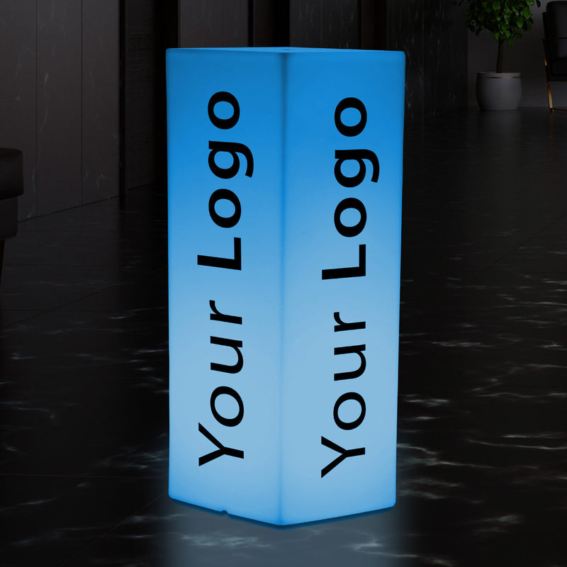 Pillar Logo Light Box, Tall Illuminated Branded Column Bollard Sign, Freestanding Backlit Display Signage for Corporate Event, Trade Show