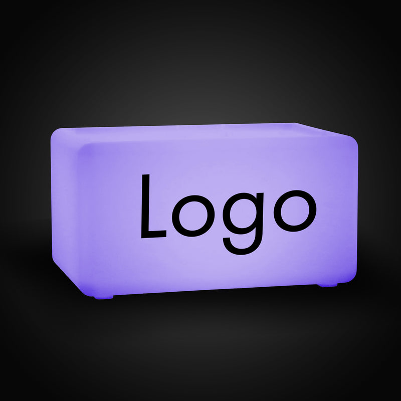 Illuminated Light Box with Logo, Custom Branded LED Bench Furniture Stool Seating, Bespoke Display Sign for Event Branding