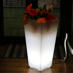 Tall LED Flower Vase Plant Pot, 75cm Illuminated Decorative Floor Standing Lamp, E27, White