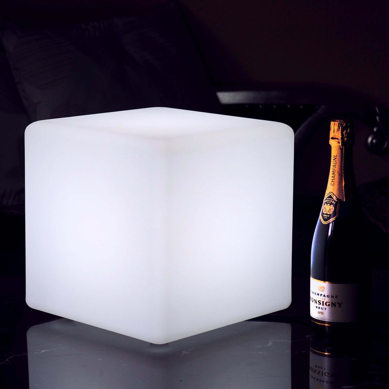 30cm LED Cube Table Lamp, Modern Lounge Event Lighting, White E27 Bulb