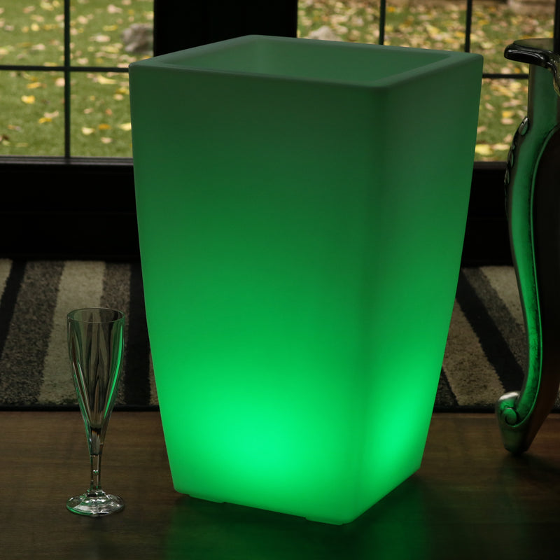 50cm Floor Standing LED Ice Champagne Bucket Wine Cooler, Outdoor Garden Stand Bottle Cooler