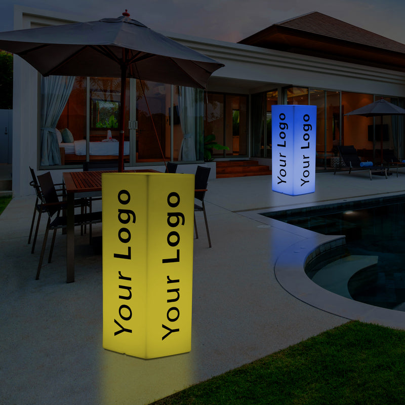 Custom Column LED Light Box, Branded Outdoor Plinth Pillar Display Sign with Logo, Tall Frameless Floor Standing Backlit Signage Cube