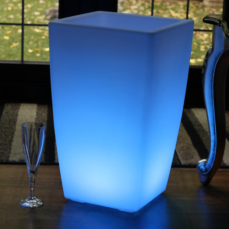 50cm Floor Standing LED Ice Champagne Bucket Wine Cooler, Outdoor Garden Stand Bottle Cooler