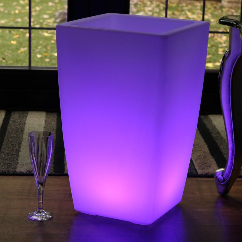 50cm Floor Standing LED Ice Champagne Bucket Wine Cooler, Outdoor Garden Stand Bottle Cooler