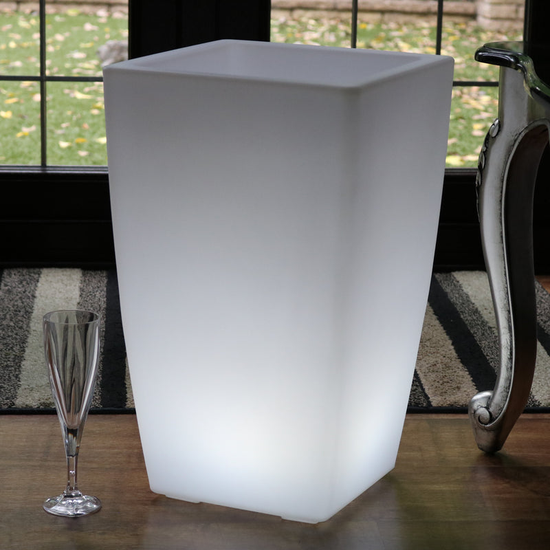 50cm Floor Standing LED Ice Champagne Bucket Wine Cooler, Outdoor Garden Stand Bottle Cooler