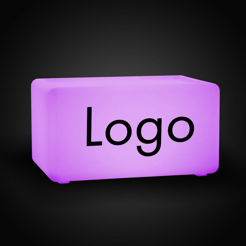 Illuminated Light Box with Logo, Custom Branded LED Bench Furniture Stool Seating, Bespoke Display Sign for Event Branding