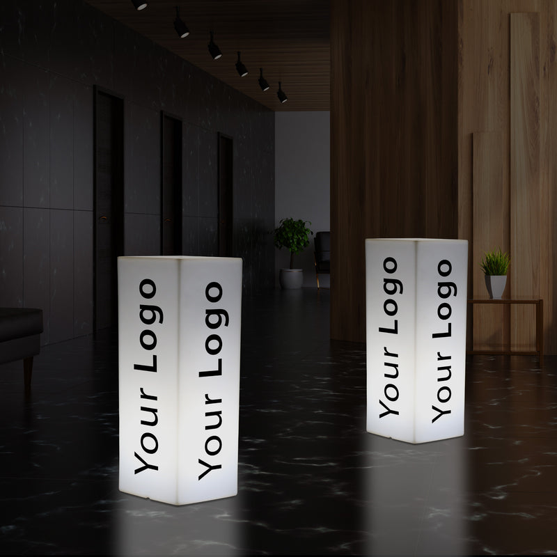Branded LED Plinth Lightbox, Customisable Column Pillar Lamp, Tall Free Standing  Illuminated Display Sign for Exhibition, Expo Booth, Event
